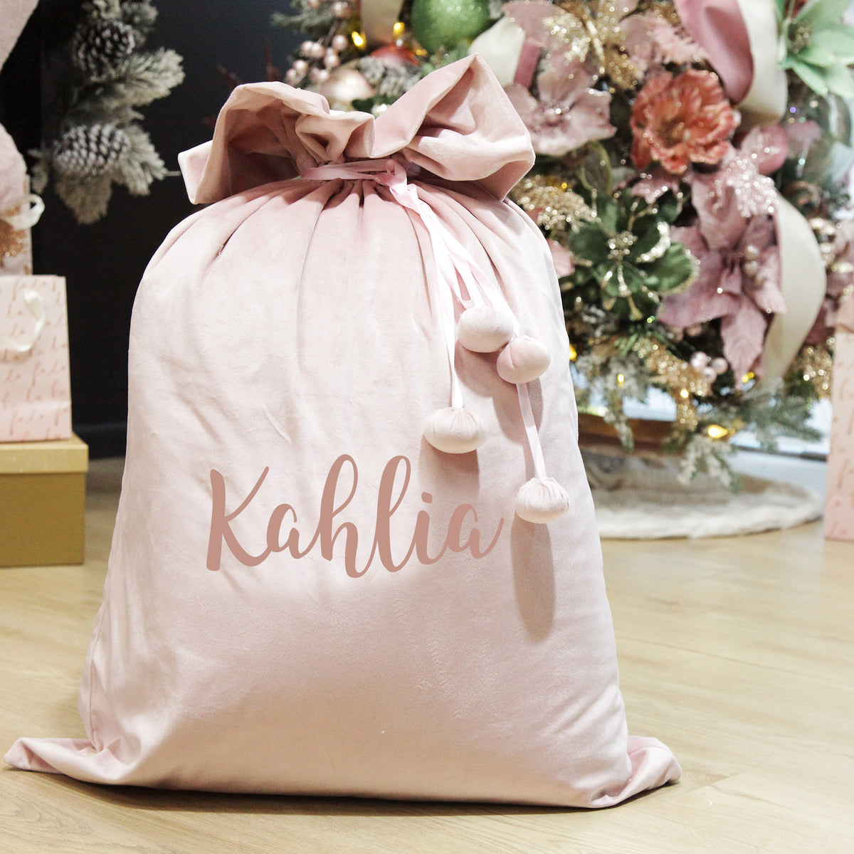 Personalised Pink Velvet Santa Sack