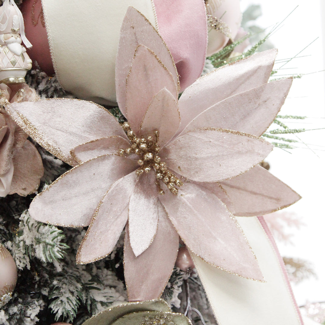 Pink Lily Flower Stem with Glitter Trim