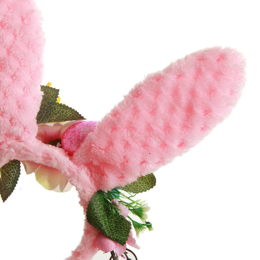 Personalised Easter Hunt Pink Floral Bunny Ears Easter Headband and Bucket Pack