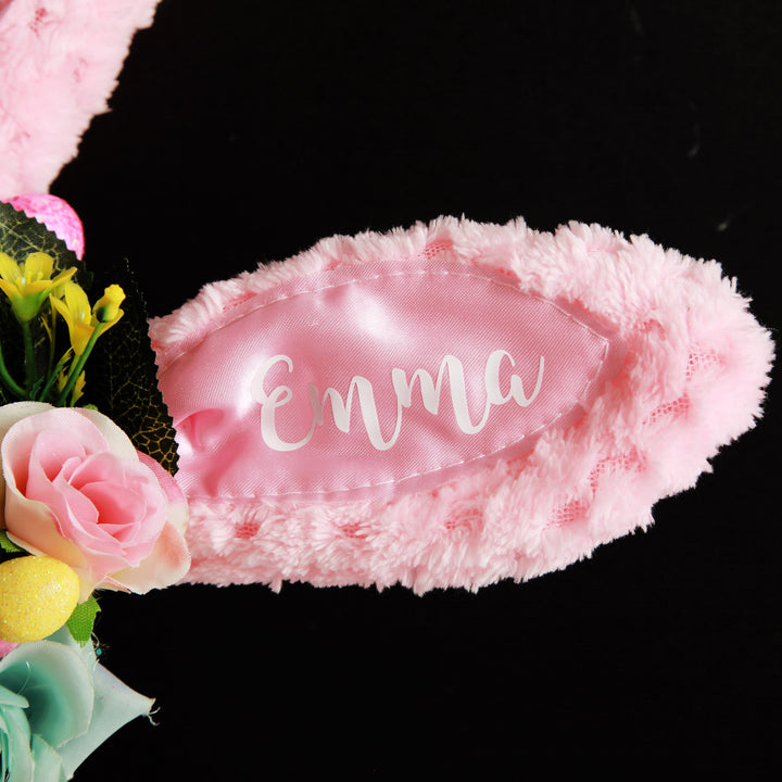 Personalised Easter Hunt Pink Floral Bunny Ears Easter Headband and Bucket Pack