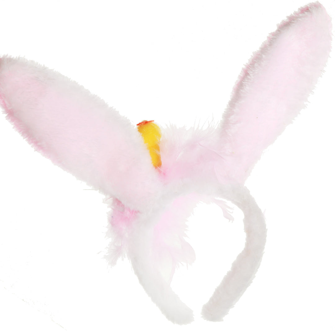 Personalised Pink Fluffy Bunny Ears Easter Headband with Chicks