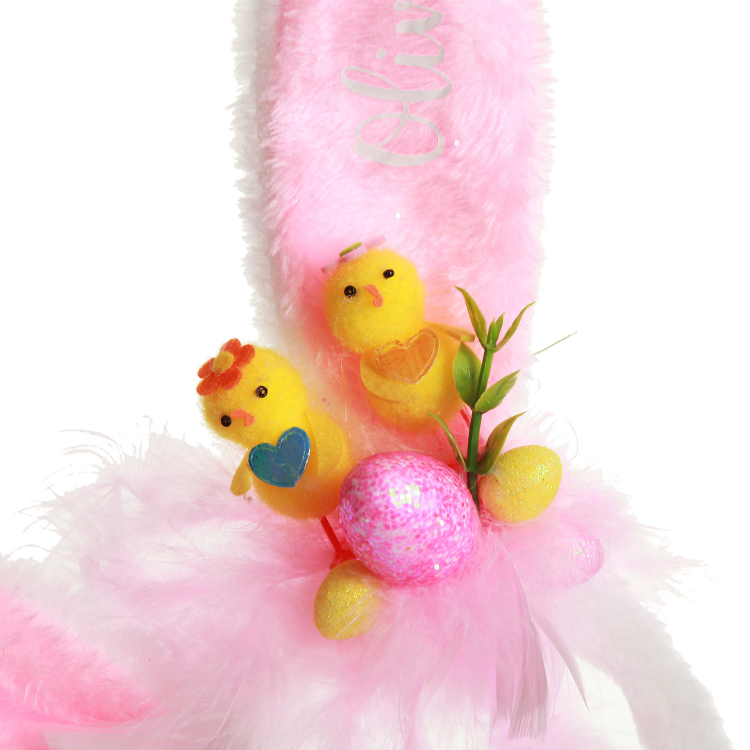 Personalised Pink Fluffy Bunny Ears Easter Headband with Chicks