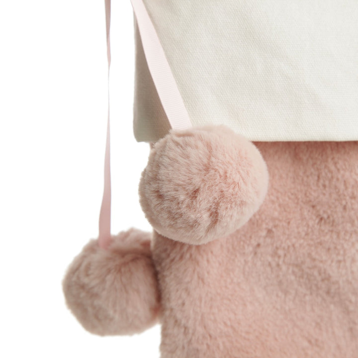 Personalised Pink Fur Christmas Stocking with Pom Poms