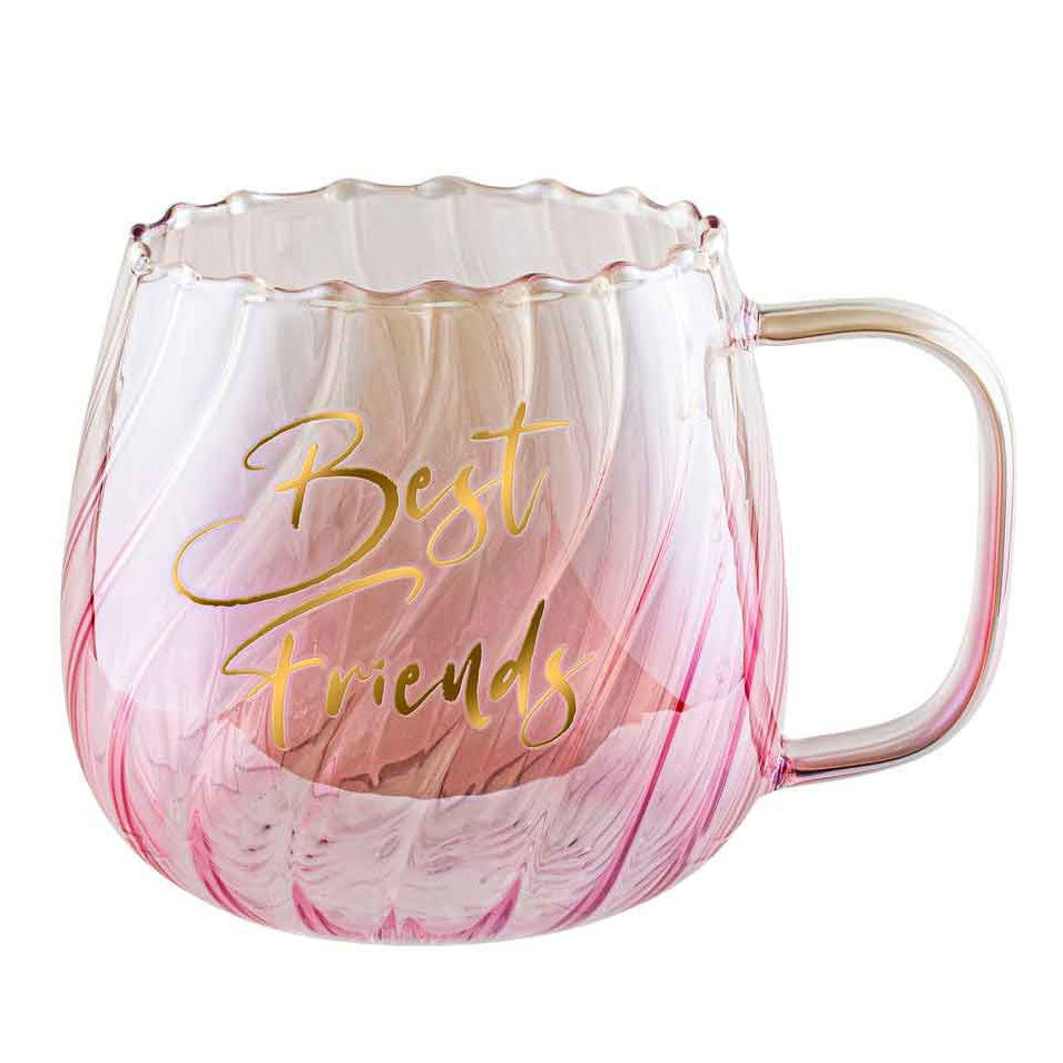 Pink Glass Mug - Best Friends