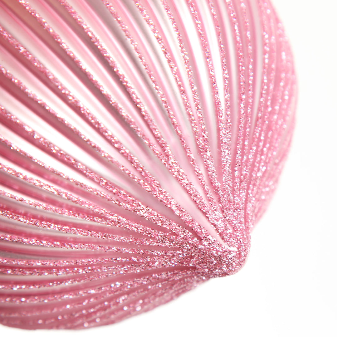 Pink Glass Ribbed Onion Christmas Bauble