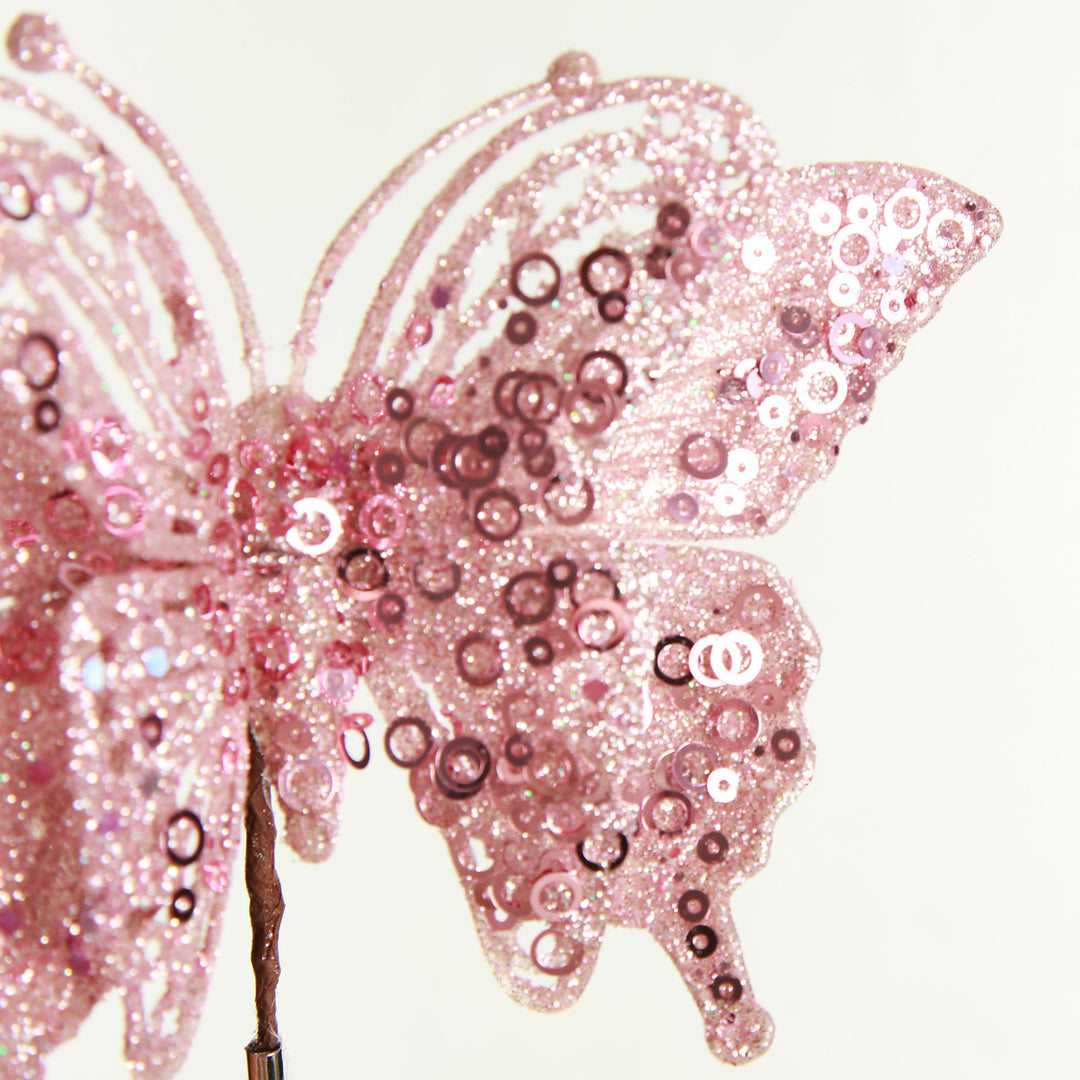 Pink Glitter and Sequin Butterfly Clip