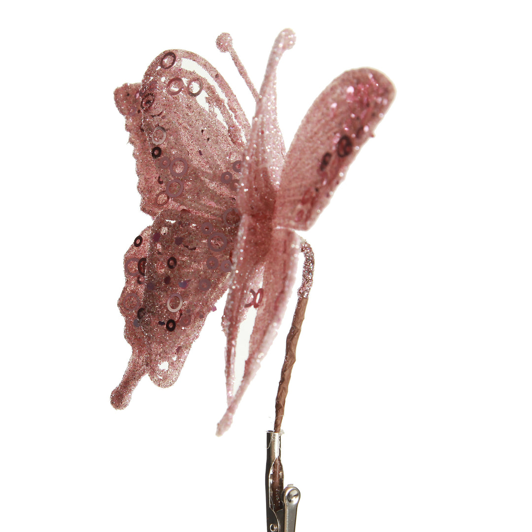 Pink Glitter and Sequin Butterfly Clip