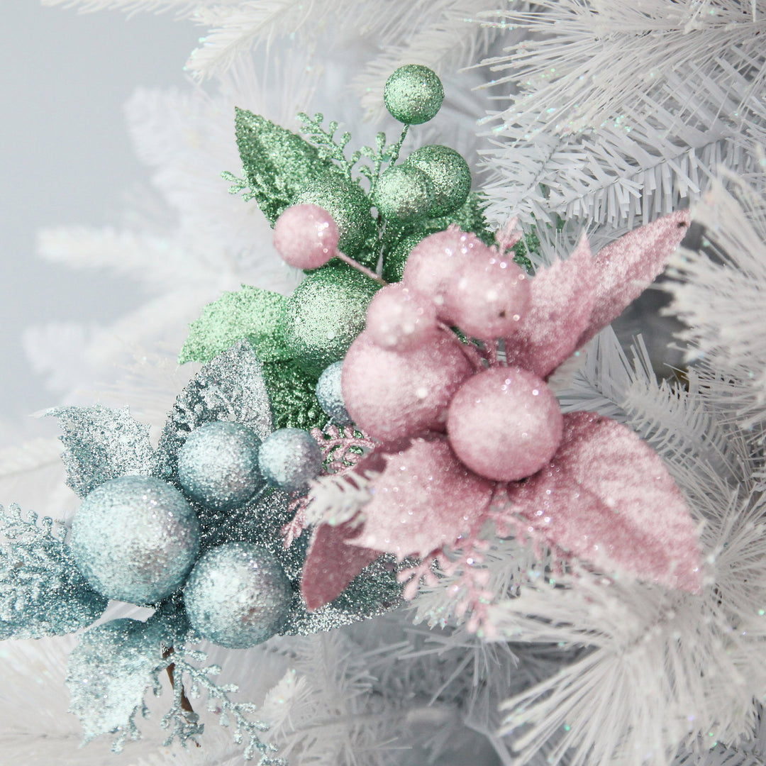 Pink Glitter Ball and Leaf Pick - Set of 2