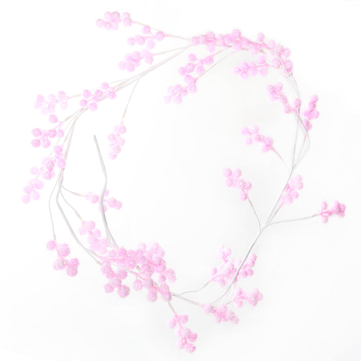 Pastel Pink Glitter Berry Christmas Garland 162cm