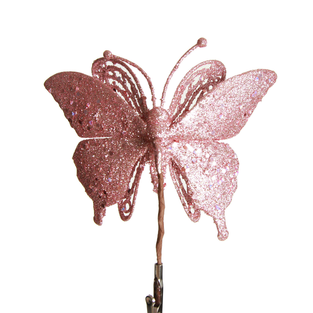 Pink Glitter Butterfly Clip