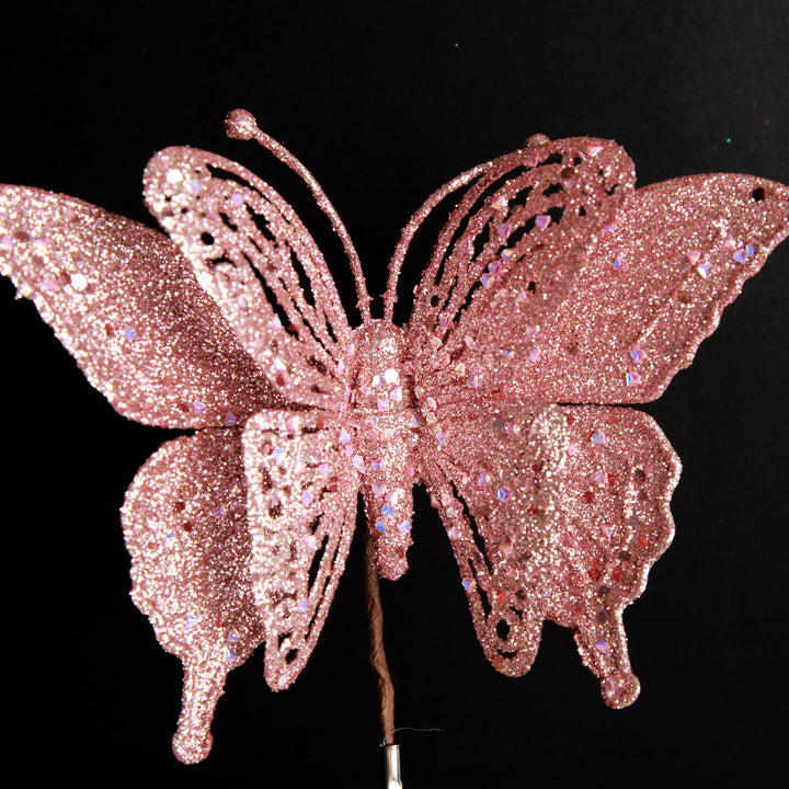 Pink Glitter Butterfly Clip