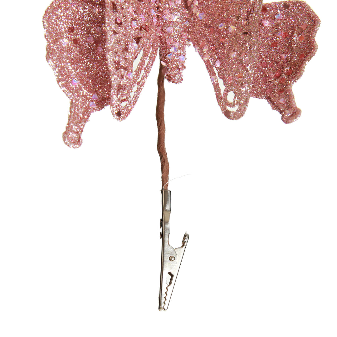 Pink Glitter Butterfly Clip