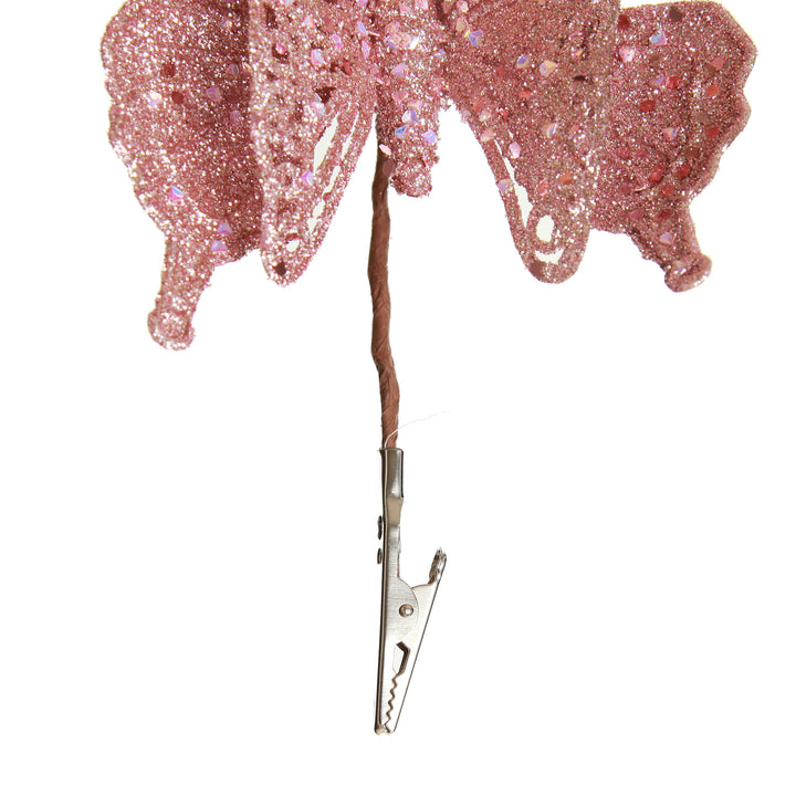 Pink Glitter Butterfly Clip