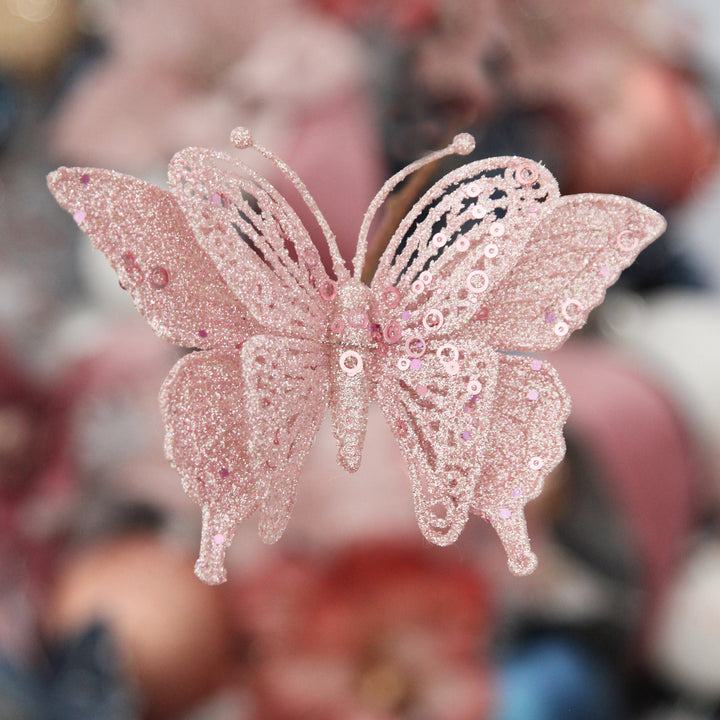 Pink Glitter Butterfly Clip