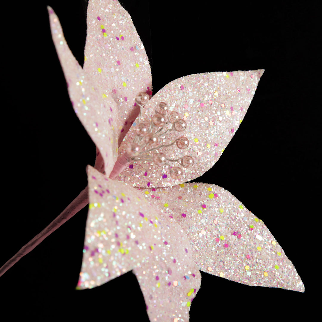 Pink Glitter Flower Pick
