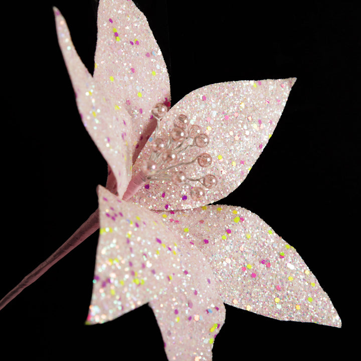 Pink Glitter Flower Pick