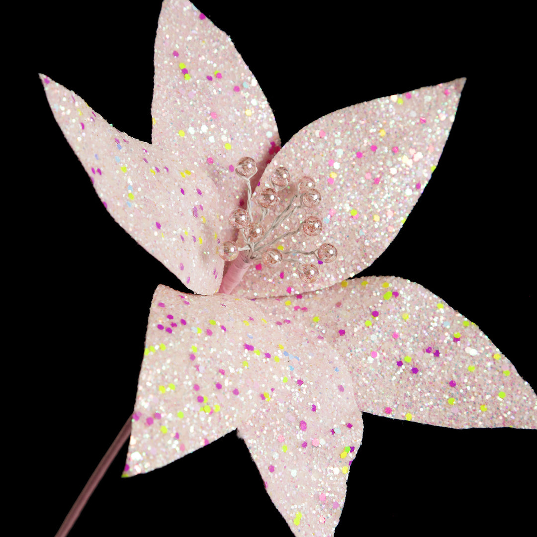 Pink Glitter Flower Pick
