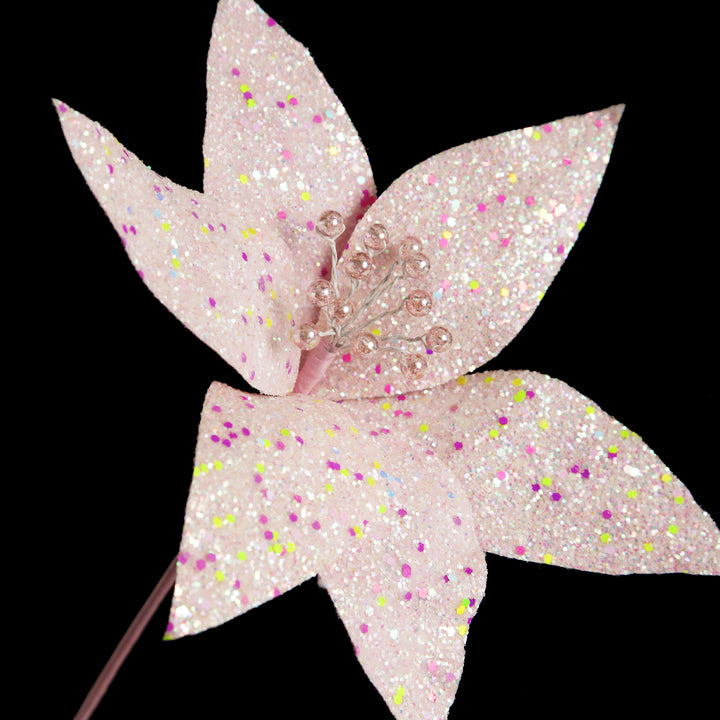 Pink Glitter Flower Pick