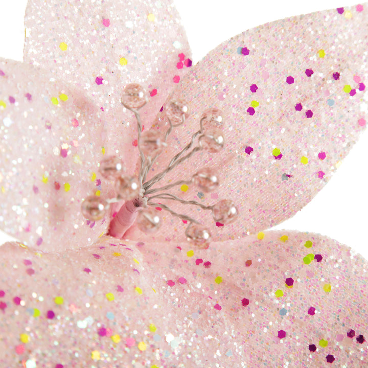 Pink Glitter Flower Pick
