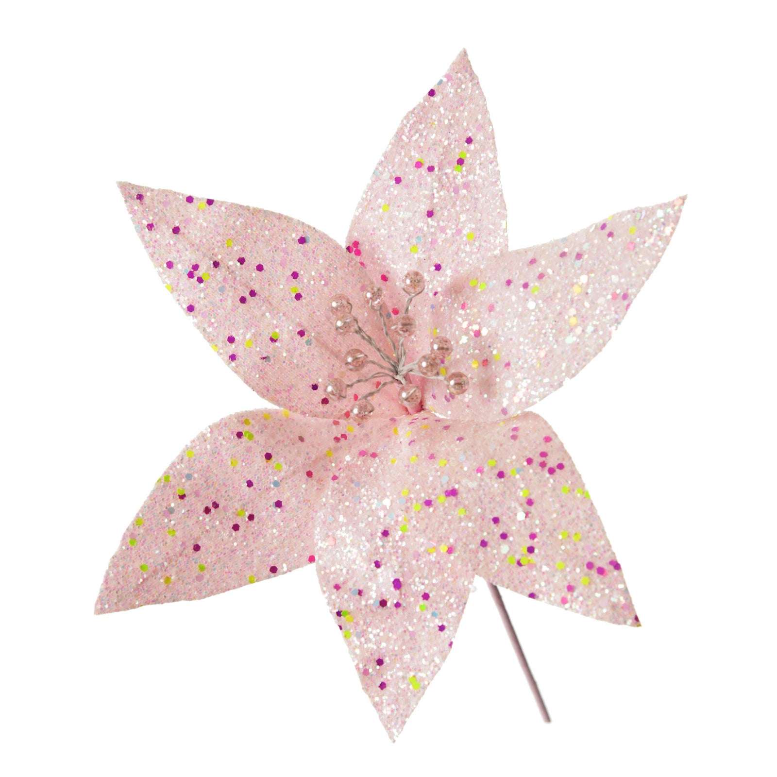 Pink Glitter Flower Pick