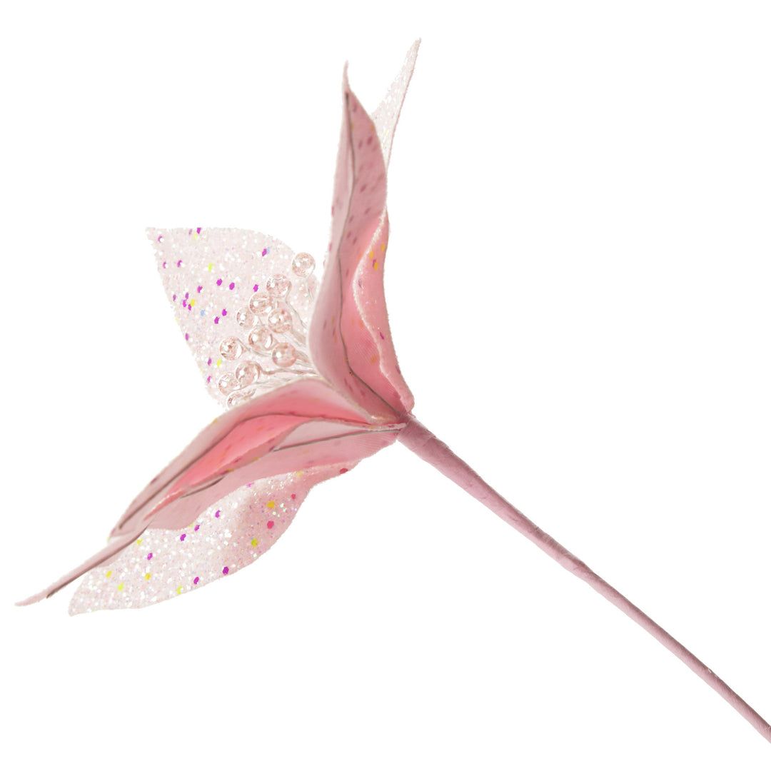 Pink Glitter Flower Pick