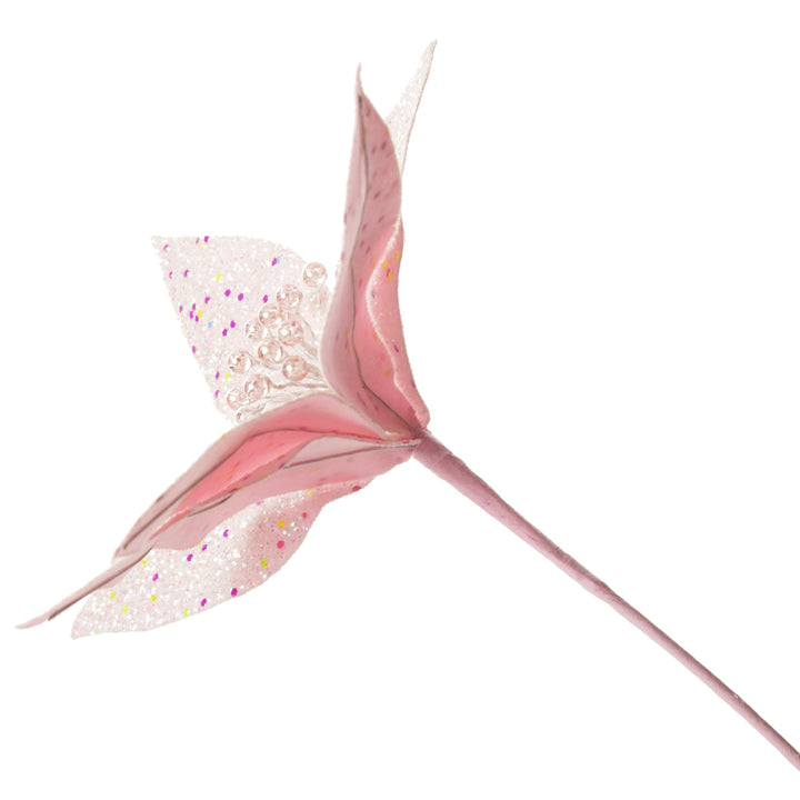 Pink Glitter Flower Pick