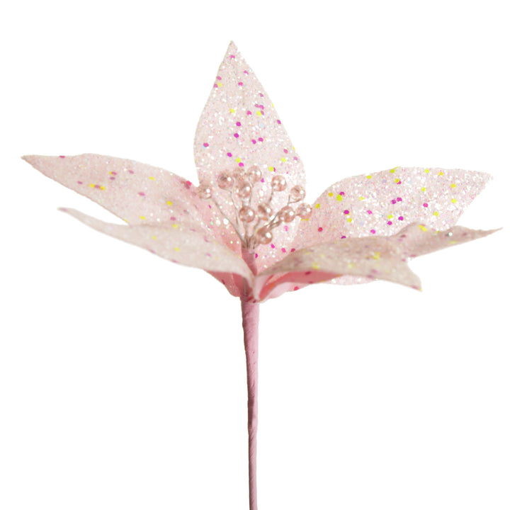 Pink Glitter Flower Pick
