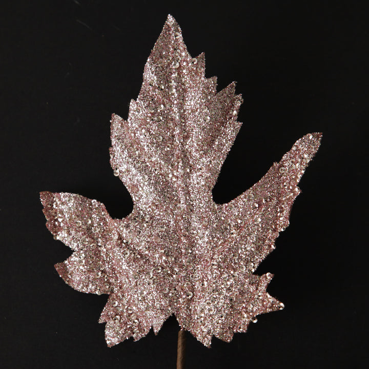 Pink Glitter Maple Leaf Spray