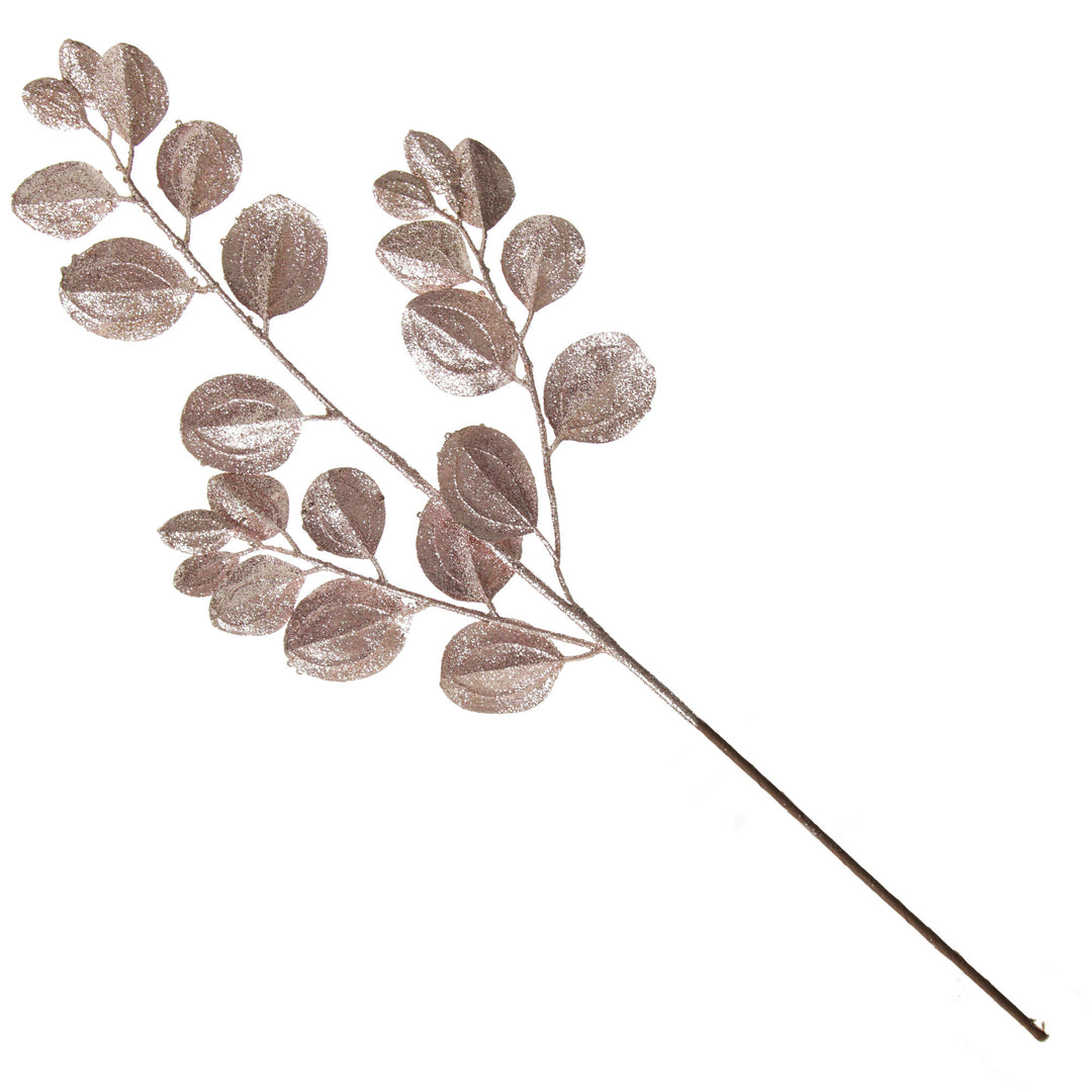 Pink Glitter Round Leaf Spray