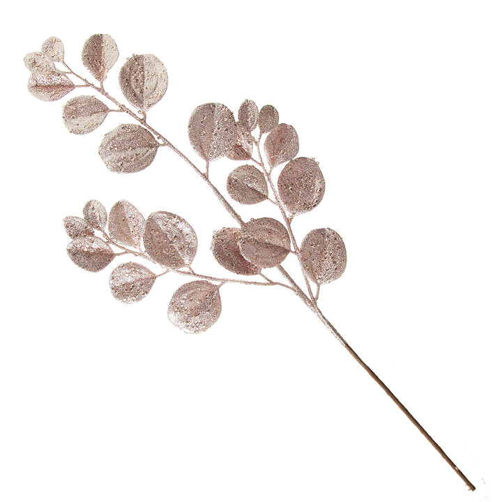 Pink Glitter Round Leaf Spray