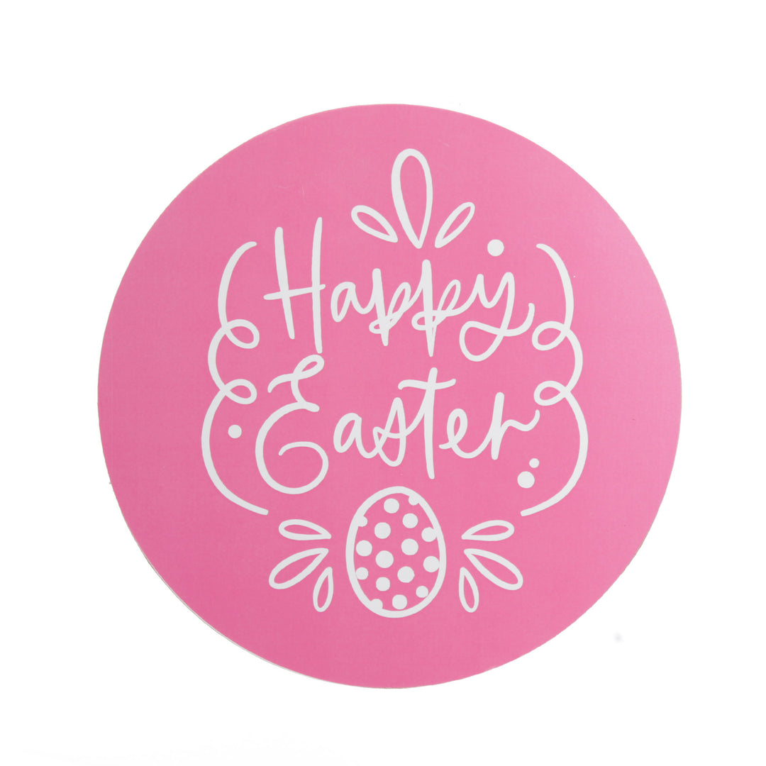 Bright Pink Stripe Happy Easter Plaque and Bow Set