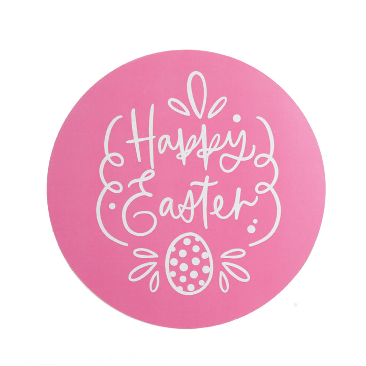 Bright Pink Stripe Happy Easter Plaque and Bow Set