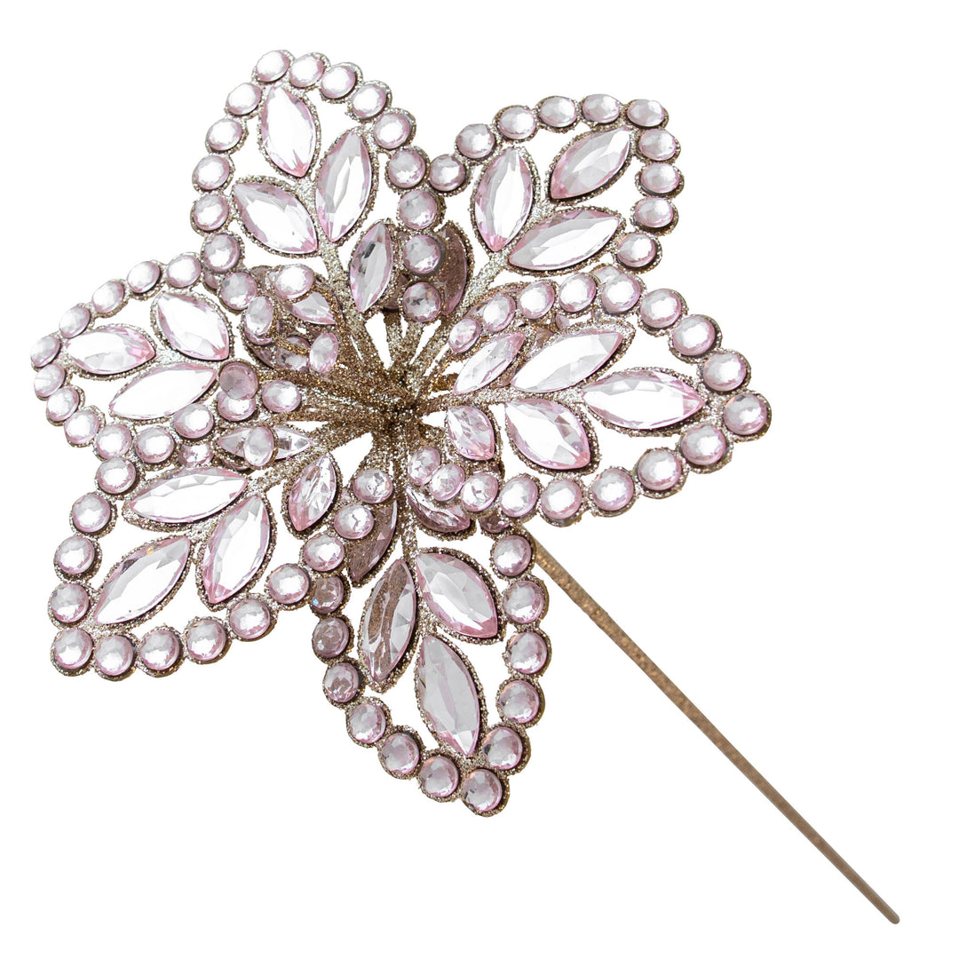 Pink Jewelled Poinsettia Flower Stem - 43.5cm