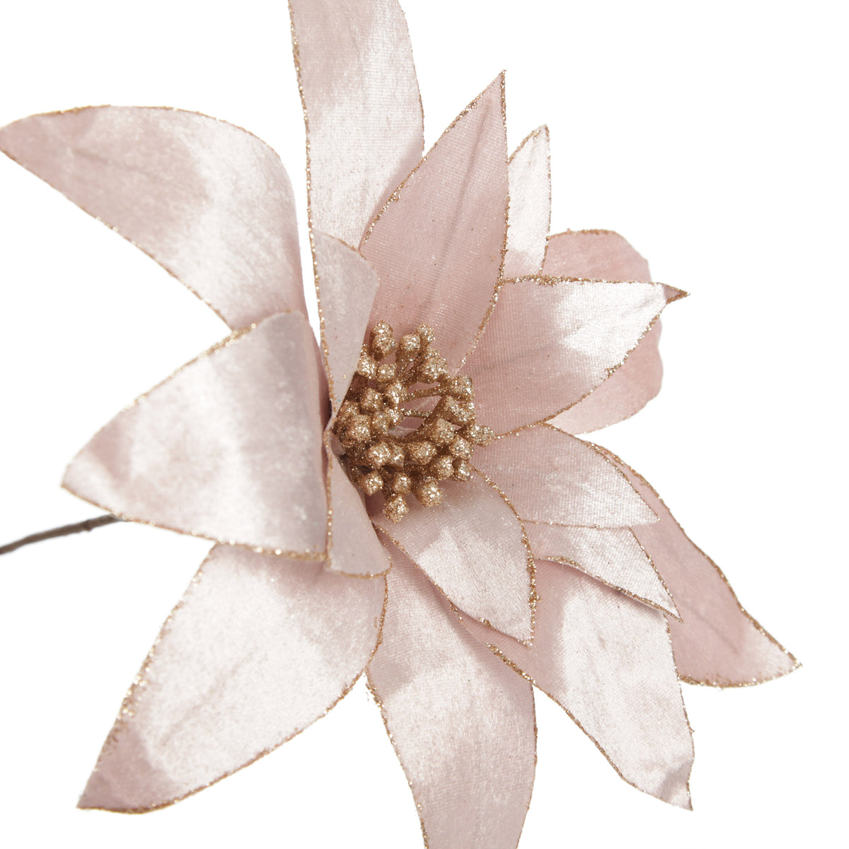 Pink Lily Flower Stem with Glitter Trim