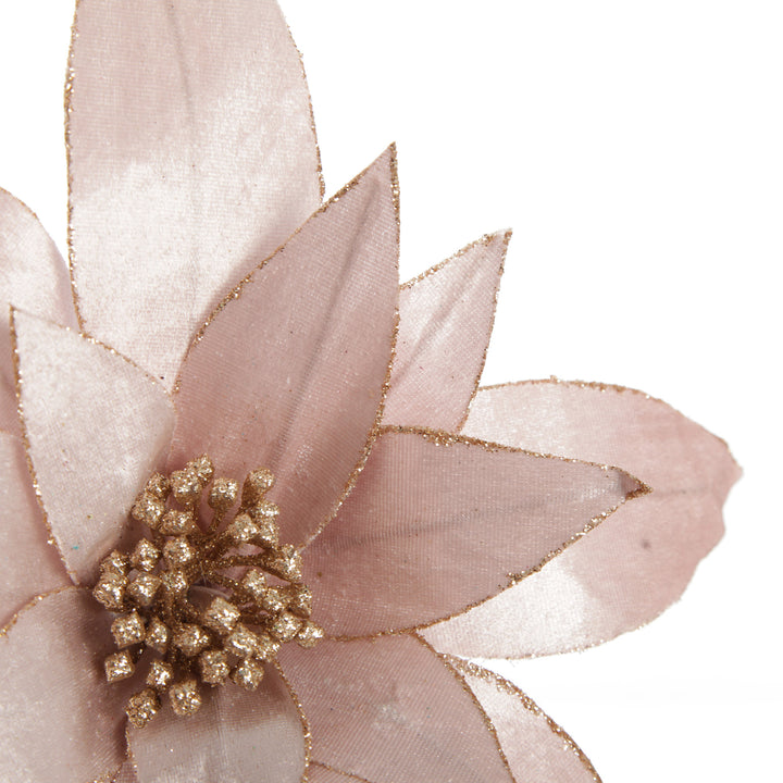 Pink Lily Flower Stem with Glitter Trim