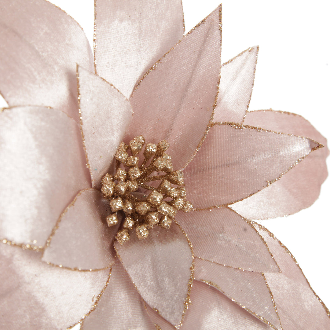 Pink Lily Flower Stem with Glitter Trim