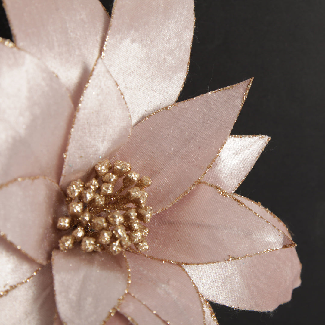 Pink Lily Flower Stem with Glitter Trim
