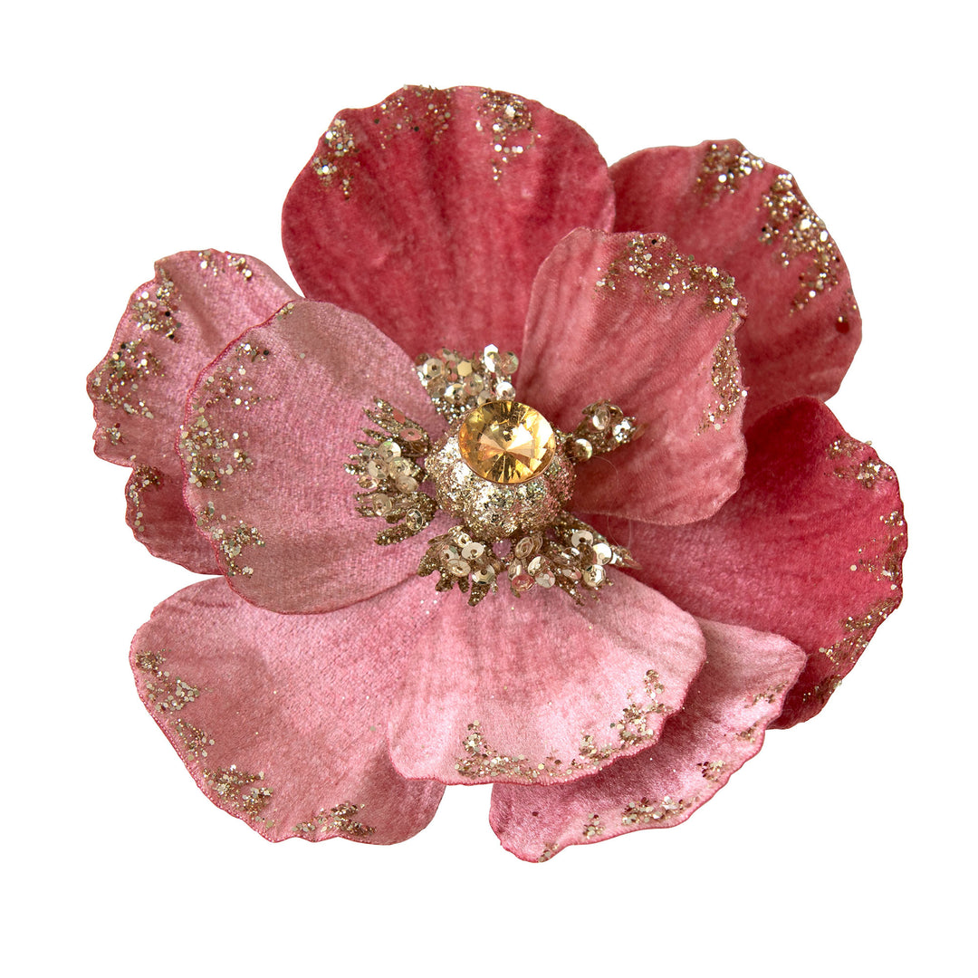 Pink Magnolia Flower Clip with Sheer Detail - 13cm(W)