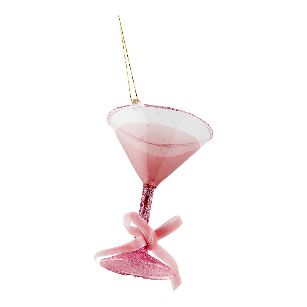Pink Martini Glass Hanging Decoration - 10cm