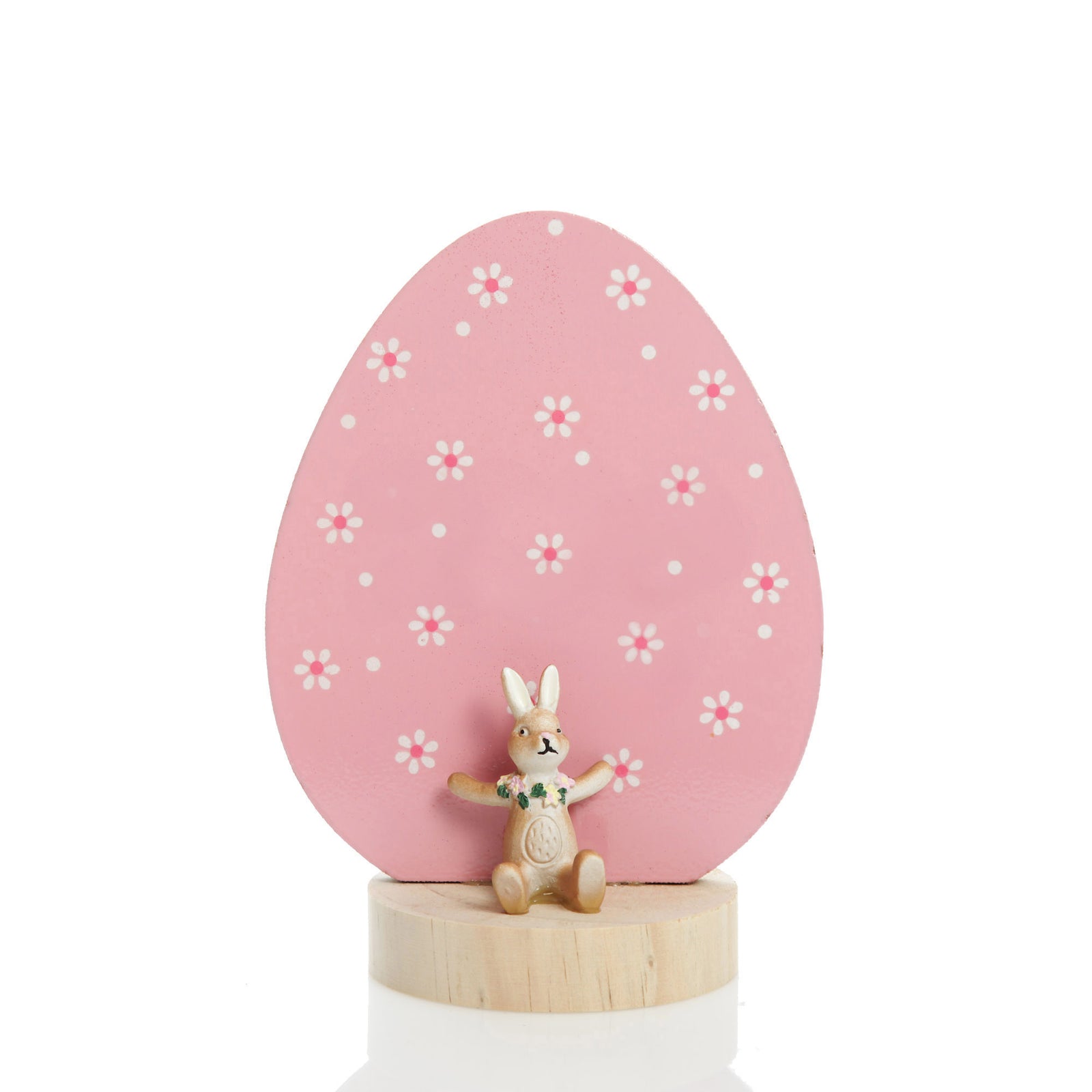 Pink Easter Egg Ornament with Bunny Figurine