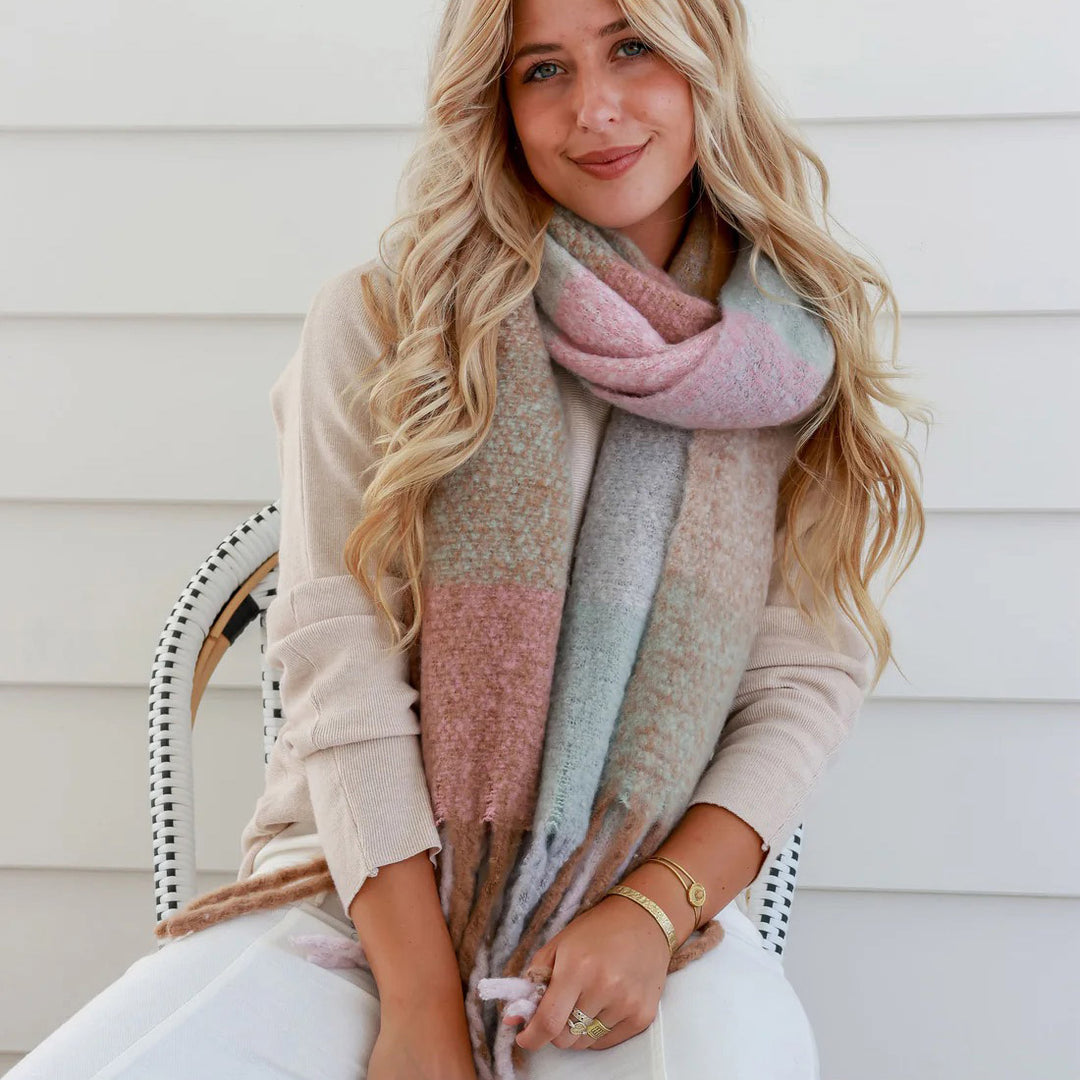 Pink Mink Knit Wrap Scarf