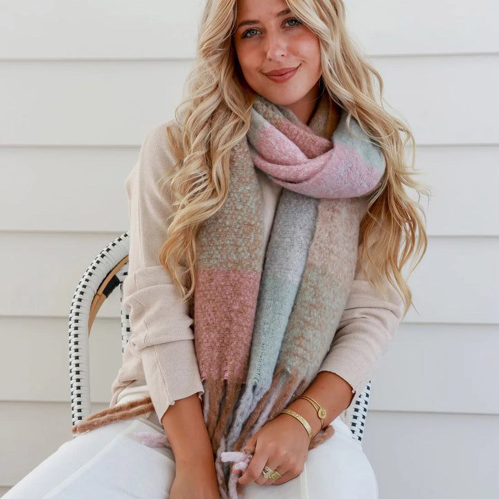 Pink Mink Knit Wrap Scarf