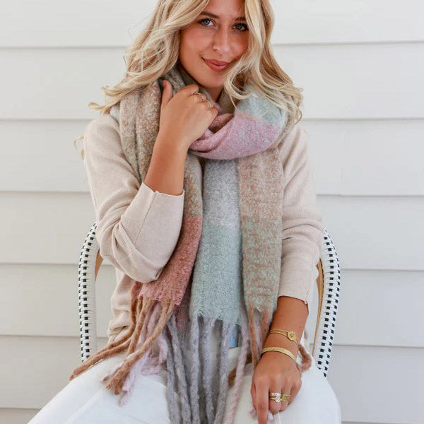 Pink Mink Knit Wrap Scarf