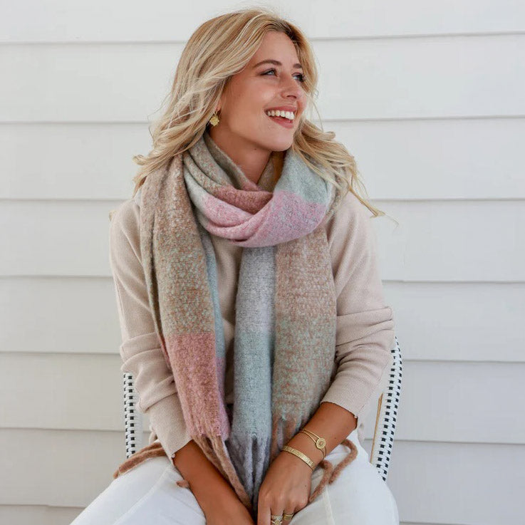 Pink Mink Knit Wrap Scarf