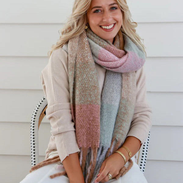 Pink Mink Knit Wrap Scarf