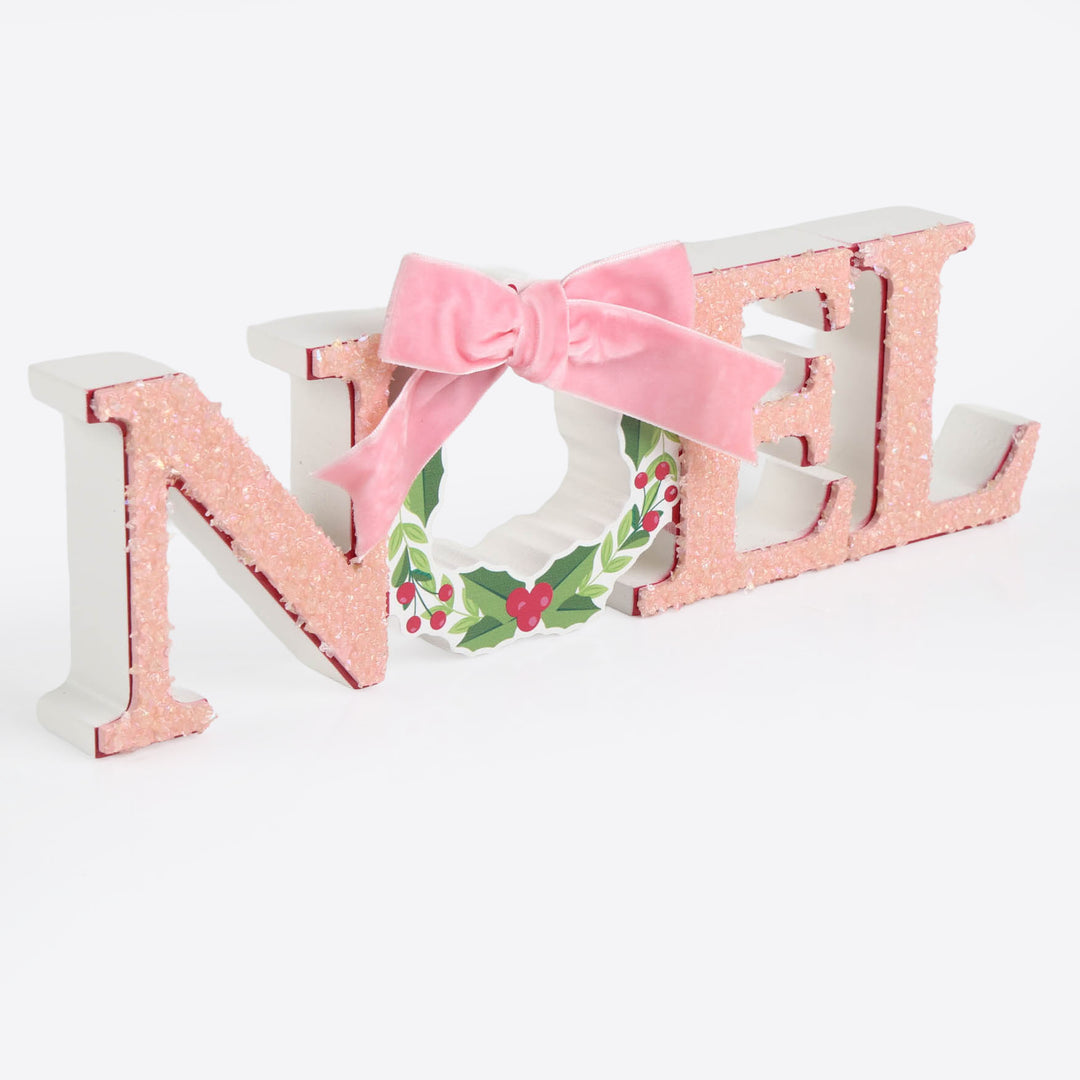 Pink Noel Christmas Sign - 30cm