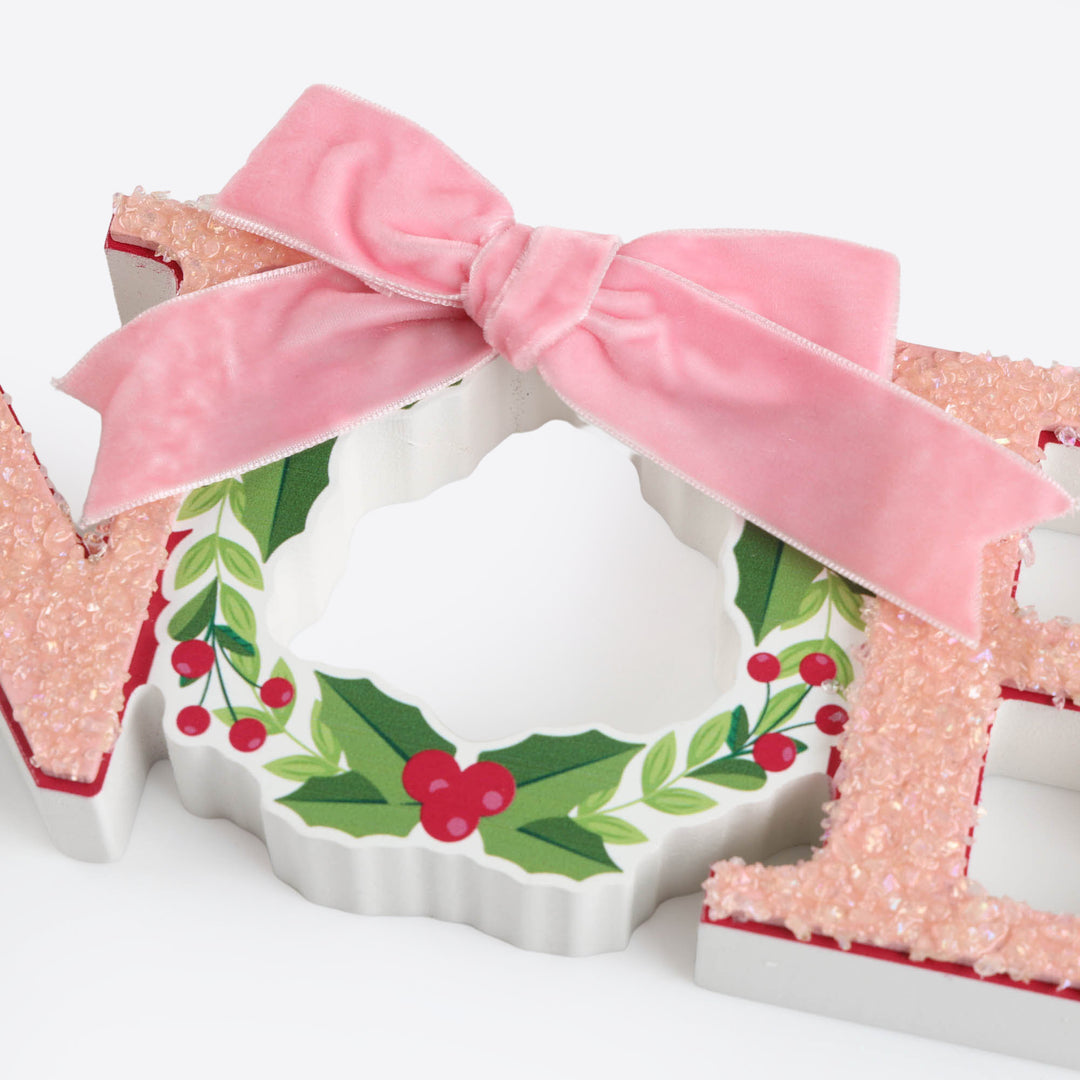 Pink Noel Christmas Sign - 30cm