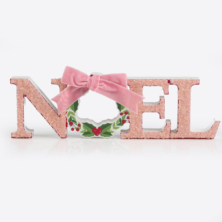 Pink Noel Christmas Sign - 30cm