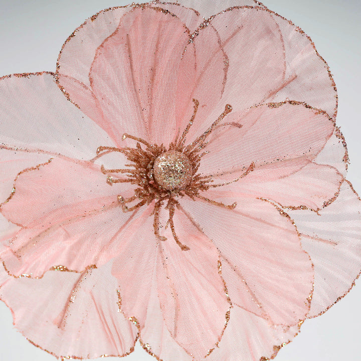 Pink Organza Magnolia Medium Flower Stem - 50cm(L)