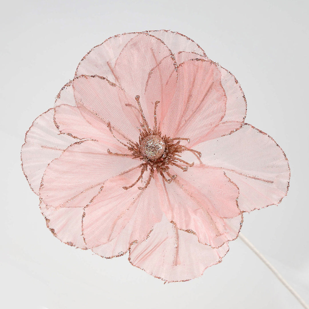Pink Organza Magnolia Medium Flower Stem - 50cm(L)